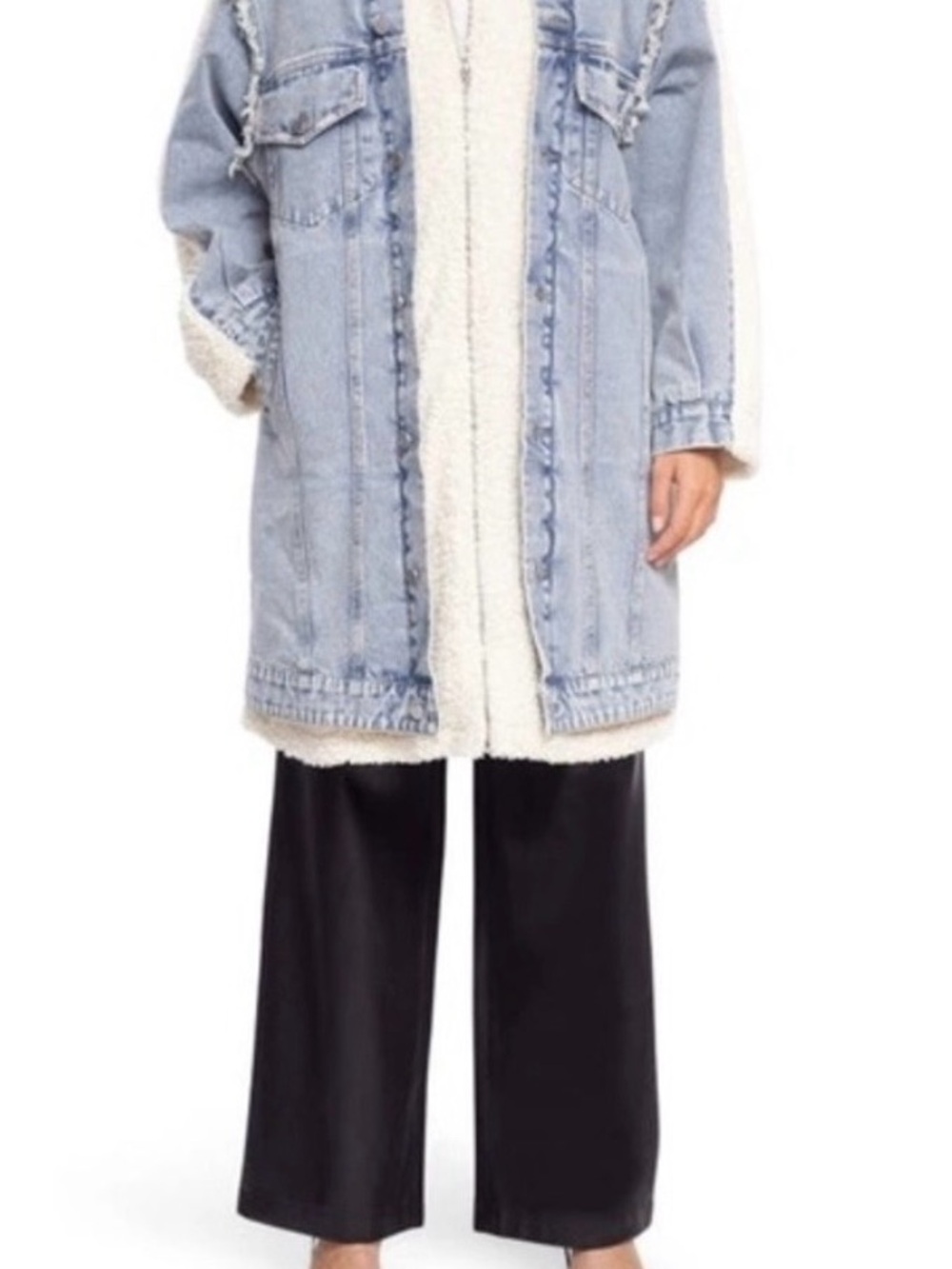Blank NYC walking on clouds Denim and Sherpa Coat